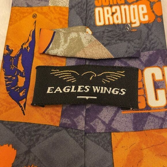 Eagles Wings University of Clemson Tigers Basketball Orange and Regalia Necktie - Picture 7 of 8